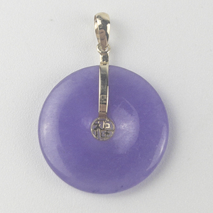 lot 11 image: Purple Jade 14k Yellow Gold pendant (no chain). NEW OLD STOCK 