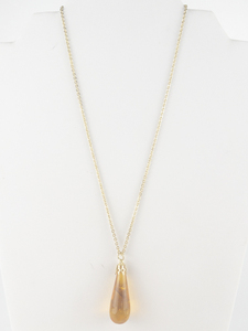 lot 20 image: Baltic Amber Drop Gold Tone Base Metal Pendant Necklace .