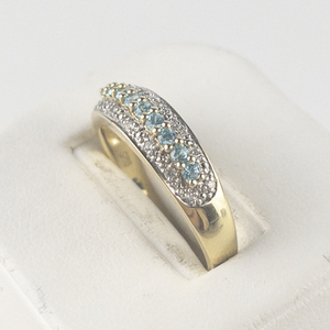 lot 28 image: Ultimate Trading  Apatite & CZ Vermeil Band Ring. Size 10 - 10.25.
