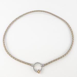 lot 47 image: Barbara Bixby Gold Leather Sterling And 18K Yellow Gold Cord Necklace.  Estimated Replacement Value $175