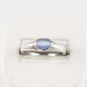 lot 74 image: Marsala Solitaire Blue Stone Sterling Silver Ring. Size 9 - 9.25.