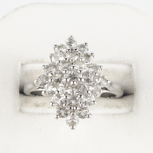 lot 101 image: Cz Cluster Silver Tone Base Metal Ring. Size 8 - 8.25.