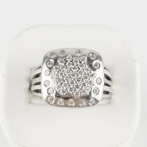 lot 104 image: Sonia Bitton Scatter Simulated Diamondsterling Silver Statement Ring Estimated Replacement Value $250. Size 10 - 10.25.