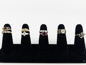 lot 123 image: Group of 8 Base Metal Rings. Size 6--7.