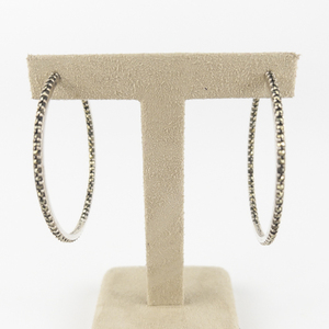 lot 129 image: Chapal-Zenray Large Marcasite Sterling Silver Hoop Earrings .