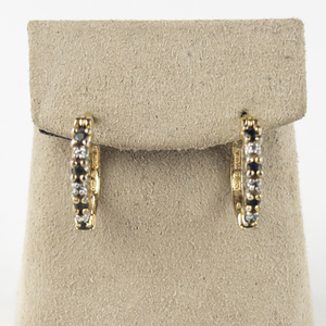 lot 134 image: Ross Simons  Blue & White Cz Vermeil Hinged Wire Hoop Earrings.