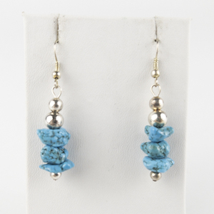 lot 137 image: Turquoise sterling Silver French Wire Earrings .