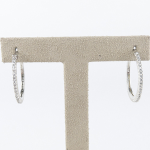 lot 139 image: Ross Simons  Cz Sterling Silver Hinged Wire Hoop Earrings.