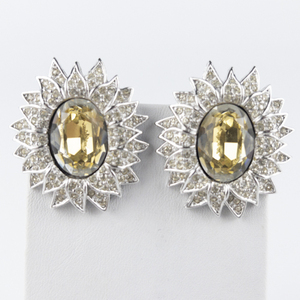 lot 143 image: Christian Dior 1980S Statement Sunflower Silver Tone Base Metal Clip-On Earrings Estimated Replacement Value $365.