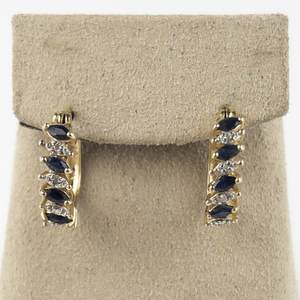 lot 144 image: Ross Simons  Sapphire & Diamond  Vermeil Hinged Wire Hoop Earrings.