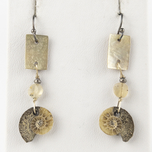 lot 154 image: Fossilized Shellbase Metal French Wire Earrings .
