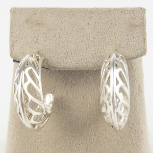 lot 163 image: Openwork Sterling Silver Hoop Earrings .