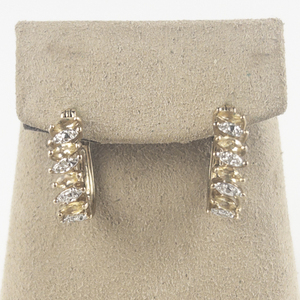 lot 164 image: Ross Simons  Citrine & Cz Vermeil Hinged Wire Hoop Earrings.