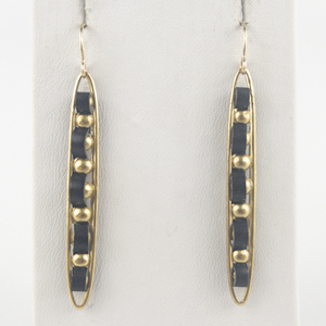 lot 170 image: Leather Woven Gold Tone Base Metal French Wire Earrings .