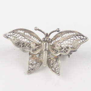 lot 218 image: Filigree Butterfly 800 Silver Brooch .