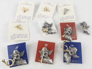 lot 226 image: Group of 10 Angel Base Metal Lapel Pins.