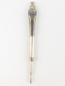 lot 228 image: SUPER COOL Egyptian Sarcophagus gold tone base metal led pencil pendant.