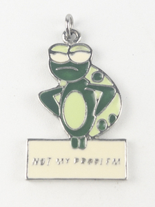lot 230 image: Not my problem frowny frog silver tone base metal pendant (no chain).