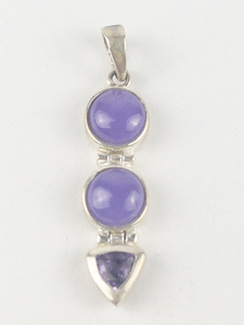 lot 231 image: Amethyst & Purple Jade sterling silver pendant (no chain).