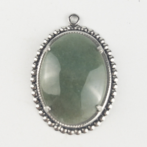 lot 240 image: Created Green Stone silver tone base metal pendant (no chain).
