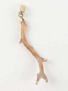 lot 243 image: Pink ResinEnamel gold plated branch pendant (no chain).