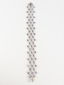 lot 262 image: Amethyst Accented Weave Sterling Silver Bracelet.