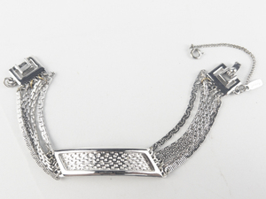 lot 269 image: Monet Mesh & Multi Chain Silver Tone Base Metal Bracelet.