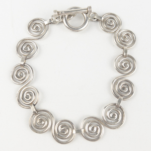 lot 275 image: QVC Design (Mexico)  Double Spiral Sterling Silver Bracelet.