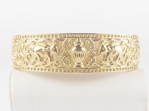 lot 278 image: Ross Simons  Scrollwork Exotic Elephant Vermeil Cuff Bracelet.