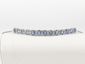 lot 285 image: STS Jewels Natural Sapphire & Cz Sterling Silver Tennis Bracelet.