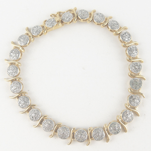 lot 289 image: Cluster Cz Two Tone Base Metal Tennis Bracelet.