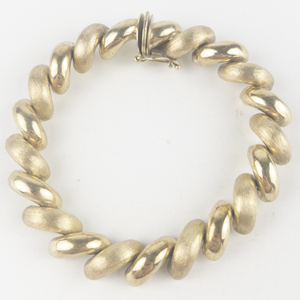 lot 297 image: Milor  Heavy Polished & Satin Stampato San Marco Link  Vermeil Bracelet.