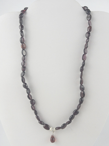 lot 320 image: Garnet Sterling Silver Bead Necklace.