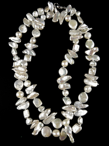 lot 323 image: Lucoral Co.  Raw Freshwater Pearl Sterling Silver Necklace. Long
