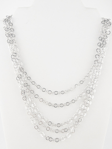 lot 341 image: Multi-Strand Cascading Layered Sterling Silver Chain Necklace.