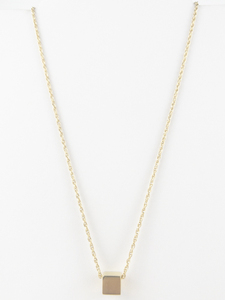 lot 350 image: Accents by Hallmark  Square Cube Slider Gold Tone Base Metal Pendant Necklace .