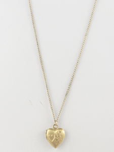 lot 355 image: Floral Etched Heart Gold Filled Locket Necklace.