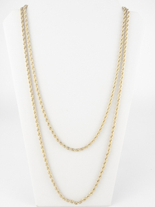 lot 360 image: Twisted Rope Gold Tone Base Metal Double-Strand Chain Necklace.