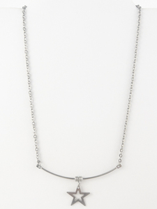 lot 361 image: Star Charm On Bar Silver Tone Base Metal Necklace.
