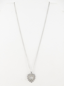 lot 363 image: Cz Accented Heart Silver Tone Base Metal Pendant Necklace .