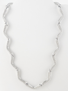 lot 367 image: Swarovski Crystal Pave Wavesilver Tone Base Metal Collar Necklace.