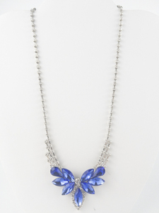 lot 368 image: Royal Blue Haze Rhinestone Silver Tone Base Metal Necklace.