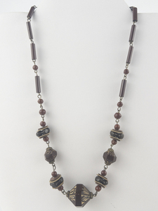 lot 373 image: Intricate Maroon Base Metal Bead Necklace.
