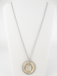 lot 379 image: Ralph Lauren  Swarovski Faceted Crystal In Circle Sterling Silver Pendant Necklace .