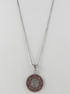 lot 380 image: Aztec Calendar Mayan Sterling Silver Pendant Necklace .