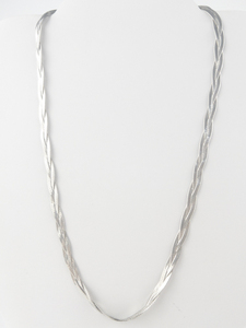 lot 383 image: Sunstone  Thin Braided Sterling Silver Herringbone Necklace.