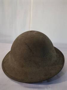 lot 13 image: Vintage WWII Military Doughboy Helmet with Leather Strap and Liner