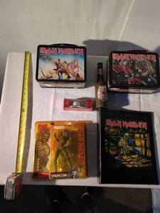 lot 21 image: Iron Maiden Collectible Lot - The Number of the Beast and The Trooper Tin Lunchboxes & Exclusive Trooper Beer Bottle