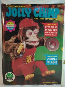 lot 26 image: Vintage Multi-Action Jolly Chimp Battery Operated Cymbals Toy