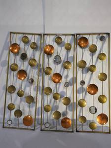 lot 31 image: Vintage Metal Wall Art Panels Set of 3 Contemporary Home Decor